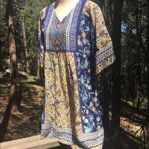 Coldwater Creek  babydoll  tunic dress cornflower blue floral flowy